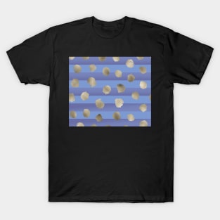 Classic golden dots on blue stripes T-Shirt